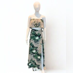 Haute Rogue Floral Strapless Maxi Dress Size Small